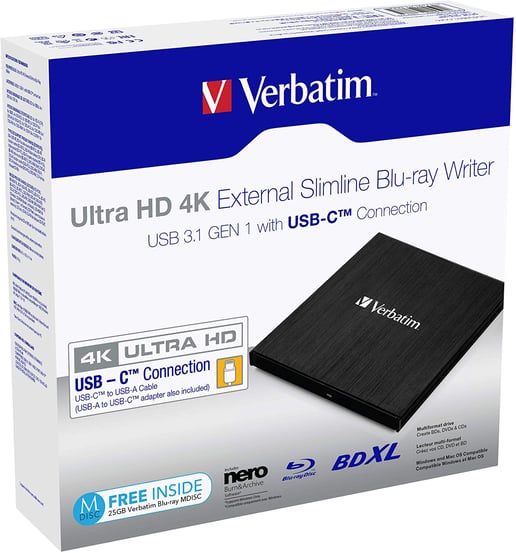 Verbatim   External Blu-ray Writer Optical Drive