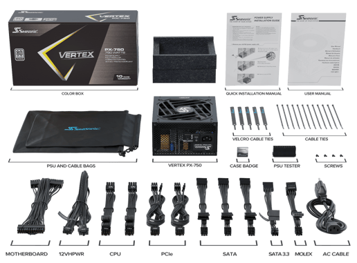 850W Seasonic VERTEX PX Modular 80 Plus Platinum PSU