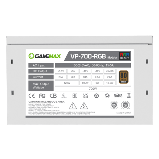 700W GameMax VP Semi-Modular 80 Plus Bronze PSU