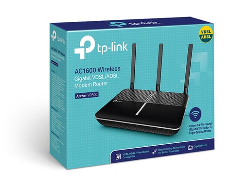 TP-Link Archer VR600 AC1600 1300Mbps (5GHz) 300Mbps (2.4GHz) Dual-Band Wireless Gigabit VDSL/ADSL Modem Router Black (V2.0)