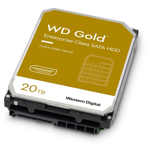 Western Digital Gold 20TB SATA III 3.5"" Hard Drive - 7200RPM, 512MB Cache