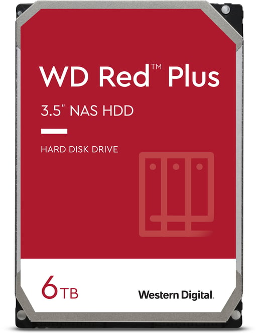 6TB Western Digital Red Plus 3.5" SATA III Hard Drive - 5400RPM, 256MB Cache