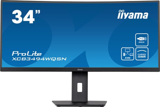 iiyama ProLite XCB3494WQSN 34" 1440p (QHD) Curved Monitor - VA, 120Hz, 0.4ms, DP