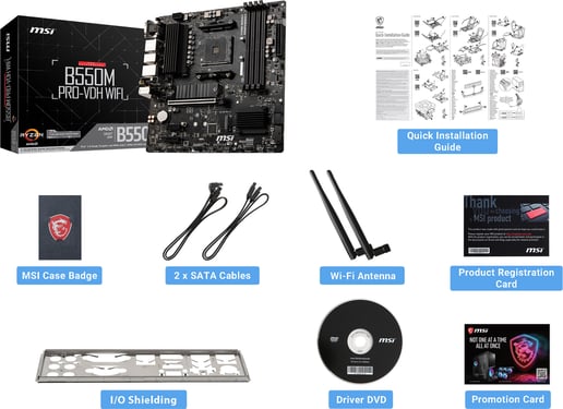 MSI B550M PRO-VDH WIFI mATX Motherboard for AMD AM4 CPUs