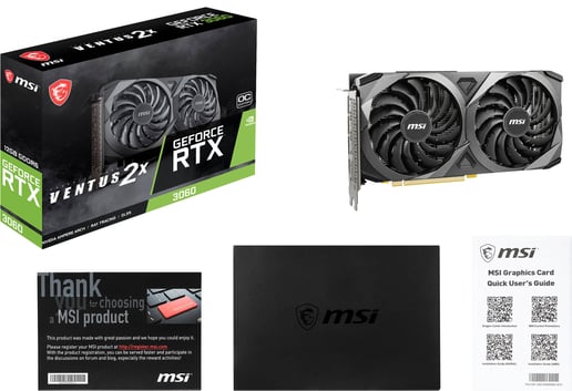 MSI GeForce RTX 3060 Ventus 2X OC 12GB GDDR6 Graphics Card
