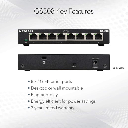 Netgear GS308 8-Port Gigabit Desktop Switch 