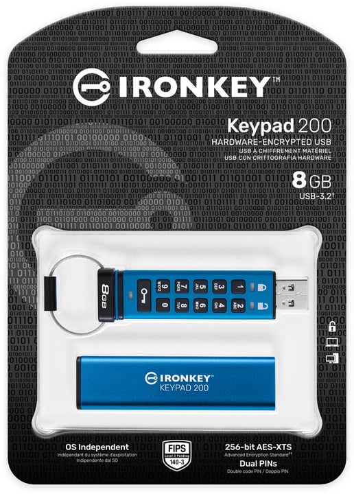 8GB Kingston IronKey Keypad 200 USB 3.0 Flash Drive