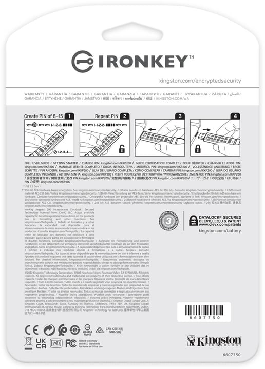 8GB Kingston IronKey Keypad 200 USB 3.0 Flash Drive