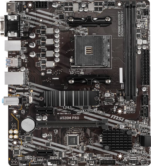 MSI A520M PRO mATX Motherboard for AMD AM4 CPUs