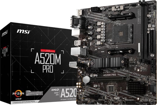 MSI A520M PRO mATX Motherboard for AMD AM4 CPUs