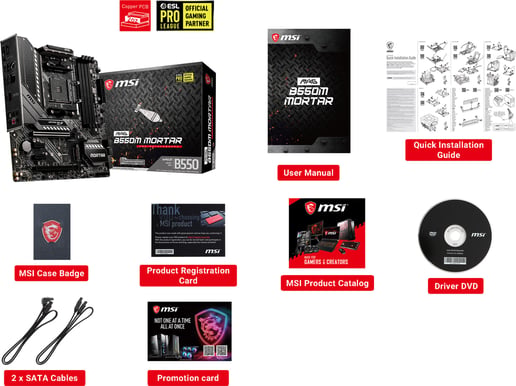 MSI MAG B550M MORTAR mATX Motherboard for AMD AM4 CPUs
