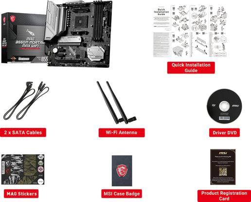 MSI MAG B550M MORTAR MAX WIFI mATX Motherboard for AMD AM4 CPUs