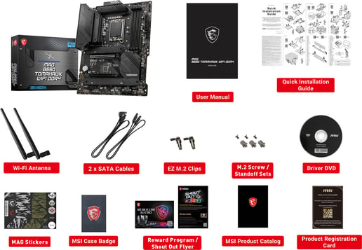 MSI MAG B660 TOMAHAWK WIFI DDR4 ATX Motherboard for Intel LGA1700 CPUs
