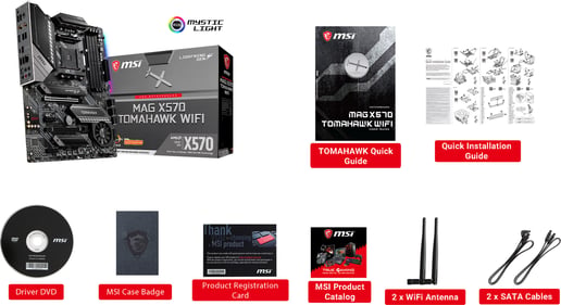MSI MAG X570 TOMAHAWK WIFI ATX Motherboard for AMD AM4 CPUs