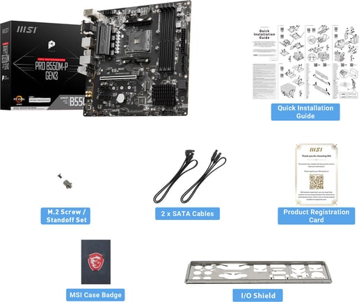 MSI PRO B550M-P GEN3 Motherboard, mATX, AMD Socket AM4, B550 Chipset *Open Box*