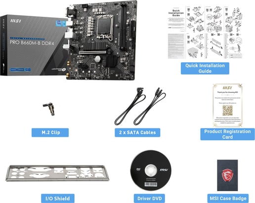 MSI PRO B660M-B mATX Motherboard for Intel LGA1700 CPUs