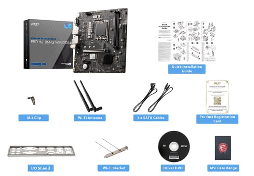 MSI PRO H610M-G WIFI DDR4 mATX Motherboard for Intel LGA1700 CPUs