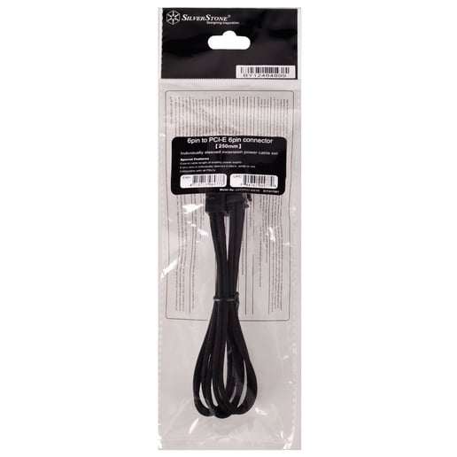 Silverstone PP07-IDE6B 6-pin PCIe 250mm Extension Cable Sleeved in Black