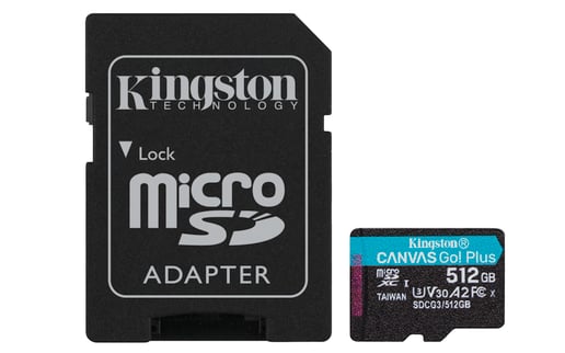 512GB Kingston Canvas Go! Plus UHS-1 (U3) microSD Card & Adaptor 