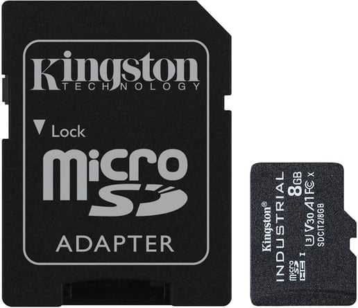 8GB Kingston Industrial UHS-1 (U3) microSD Card & Adaptor 