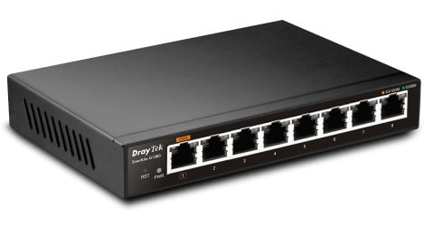 DrayTek VigorSwitch G1080 Managed Smart 8-Port Gigabit Switch (Black)