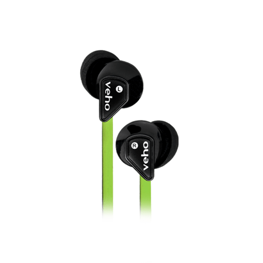 Veho Z-1 Stereo Anti-Tangle In-Ear Headphones earphones earbuds (Green)