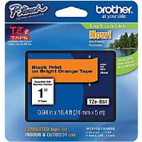 Brother P-touch TZe-B51 (24mm x 8m) Black On Fluorescent Orange Laminated Labelling Tape