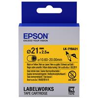 Epson LK-7YBA21 (21mm x 2.5m) Heat Shrink Tube Label Cartridge (Black on Yellow) for LabelWorks LW-Z9000FK and LW-1000P Label Makers
