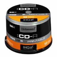 Intenso (700MB) 52x Printable CD-R in Cakebox (Black/Orange) Pack of 50 Discs