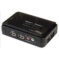StarTech.com 2-Port Black USB KVM Switch Kit with Audio and Cables