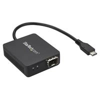 StarTech.com USB-C to Fiber Optic Converter Open SFP (Black)