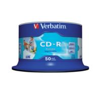 Verbatim (700MB) CD-R 80 Minute 52x Speed Data Life Plus Printable Pack of 50