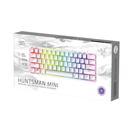 Razer Huntsman Mini 60% Optical Gaming Keyboard (Red Switch) - Mercury (UK Layout)