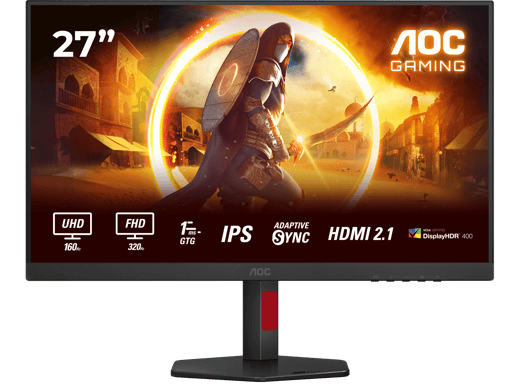 AOC U27G4R Dual Frame 27" 4K Gaming Monitor - IPS, 400 nits, 160Hz, 1ms, HDMI