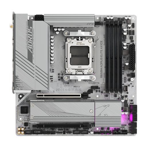 Gigabyte B650M AORUS ELITE AX ICE mATX Motherboard for AMD Socket AM5 CPUs