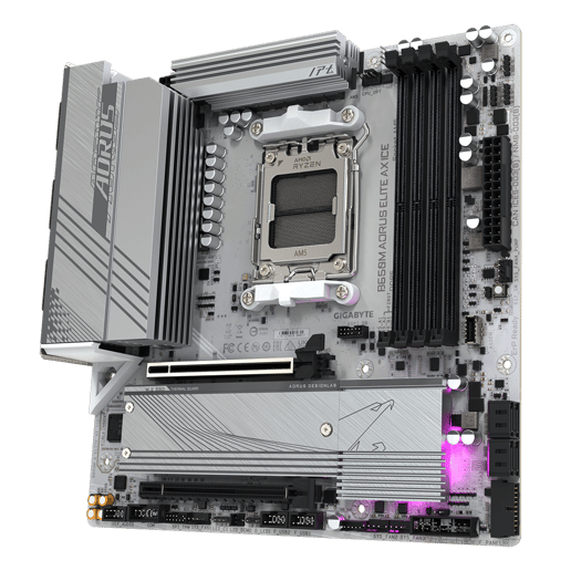 Gigabyte B650M AORUS ELITE AX ICE mATX Motherboard for AMD Socket AM5 CPUs