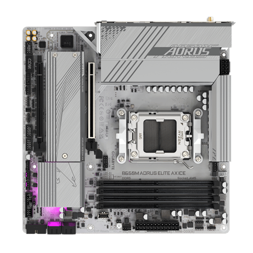 Gigabyte B650M AORUS ELITE AX ICE mATX Motherboard for AMD Socket AM5 CPUs