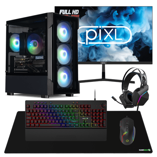 Horizon Ryzen 5 RTX 5070 Pre-built Gaming PC bundle with Monitor and accessories