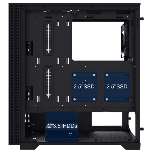 Powercool Silent Mid Tower Case - Black 