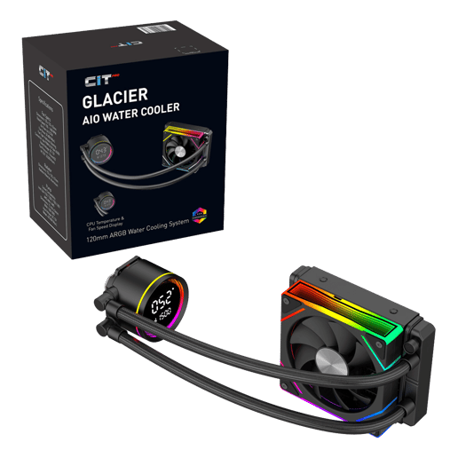  CiT Pro Glacier Watercooler 120mm Black With Temp Display
