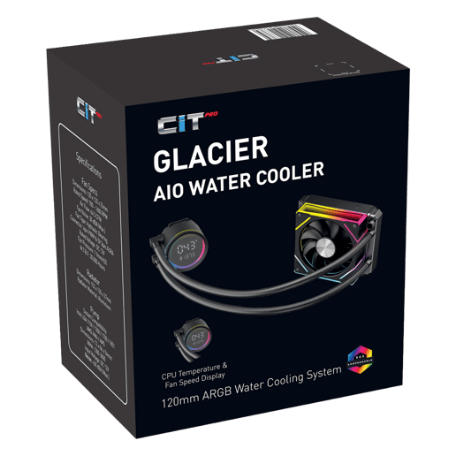  CiT Pro Glacier Watercooler 120mm Black With Temp Display