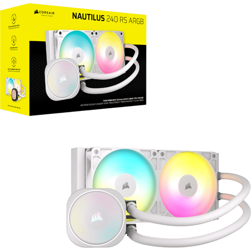 Corsair NAUTILUS 240 RS 240mm ARGB AiO Liquid CPU Cooler in White