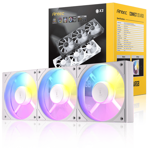 Antec Connect C120 ARGB 120mm White Fan - Triple Pack