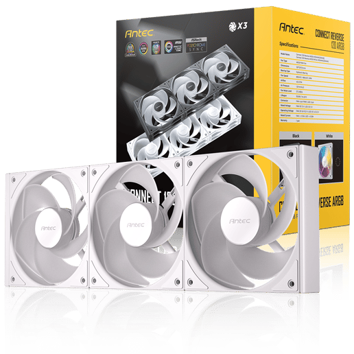 Antec Connect C120 ARGB Reverse 120mm White Fan - Triple Pack