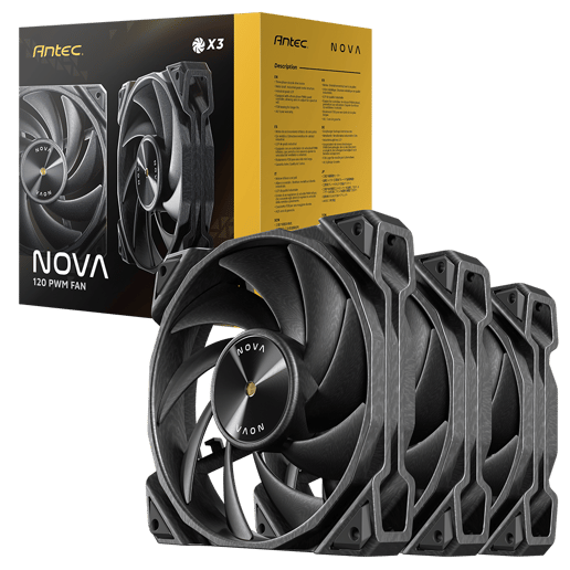 Antec Nova 120 PWM 120mm Fan 3-Pack - Black