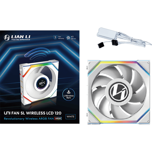 Lian Li UNI FAN SL Wireless LCD 120mm White Fan