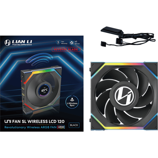 Lian Li UNI FAN SL Wireless LCD Reverse Flow 120mm Black