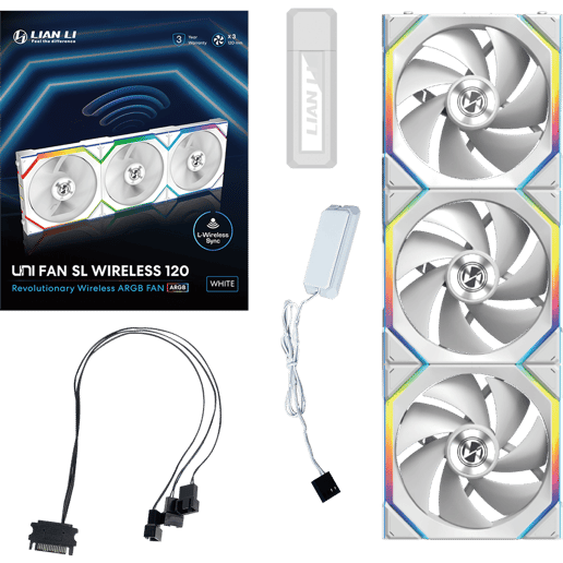 Lian Li UNI FAN SL Wireless ARGB PWM 120mm White 3 Pack