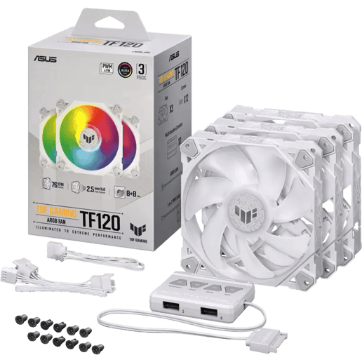 ASUS TUF Gaming TF120 ARGB 120mm PWM Fans - 3 Pack White