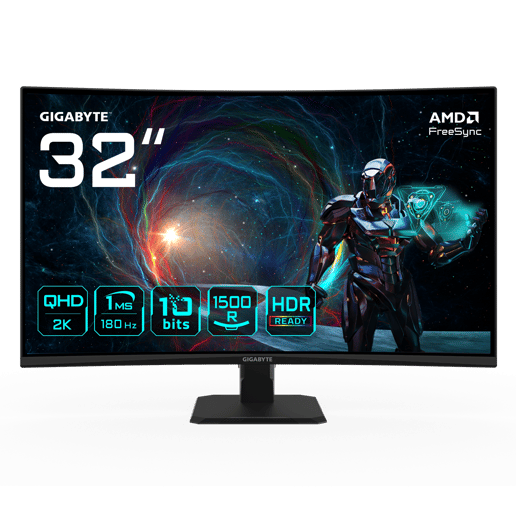 Gigabyte GS32QCA 32" 1440p (QHD) Curved Gaming Monitor - VA, 180Hz, 1ms, HDMI